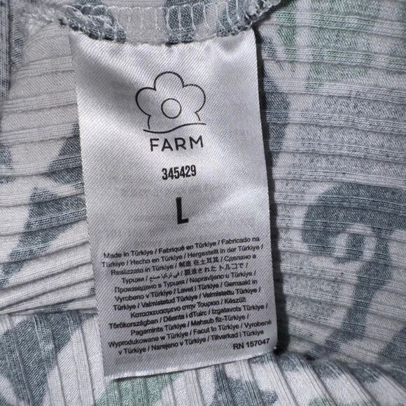 Farm Rio Printed Long-Sleeve Ribbed Bodysuit Green Black | Large - Picture 9 of 14